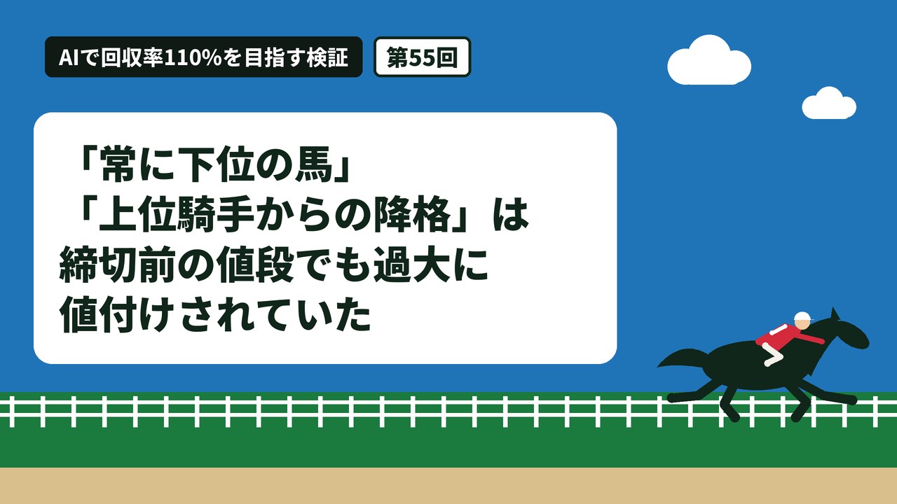「常に下位の馬」「上位騎手からの降格」は締切前の値段でも過大に値付けされていた